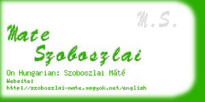 mate szoboszlai business card